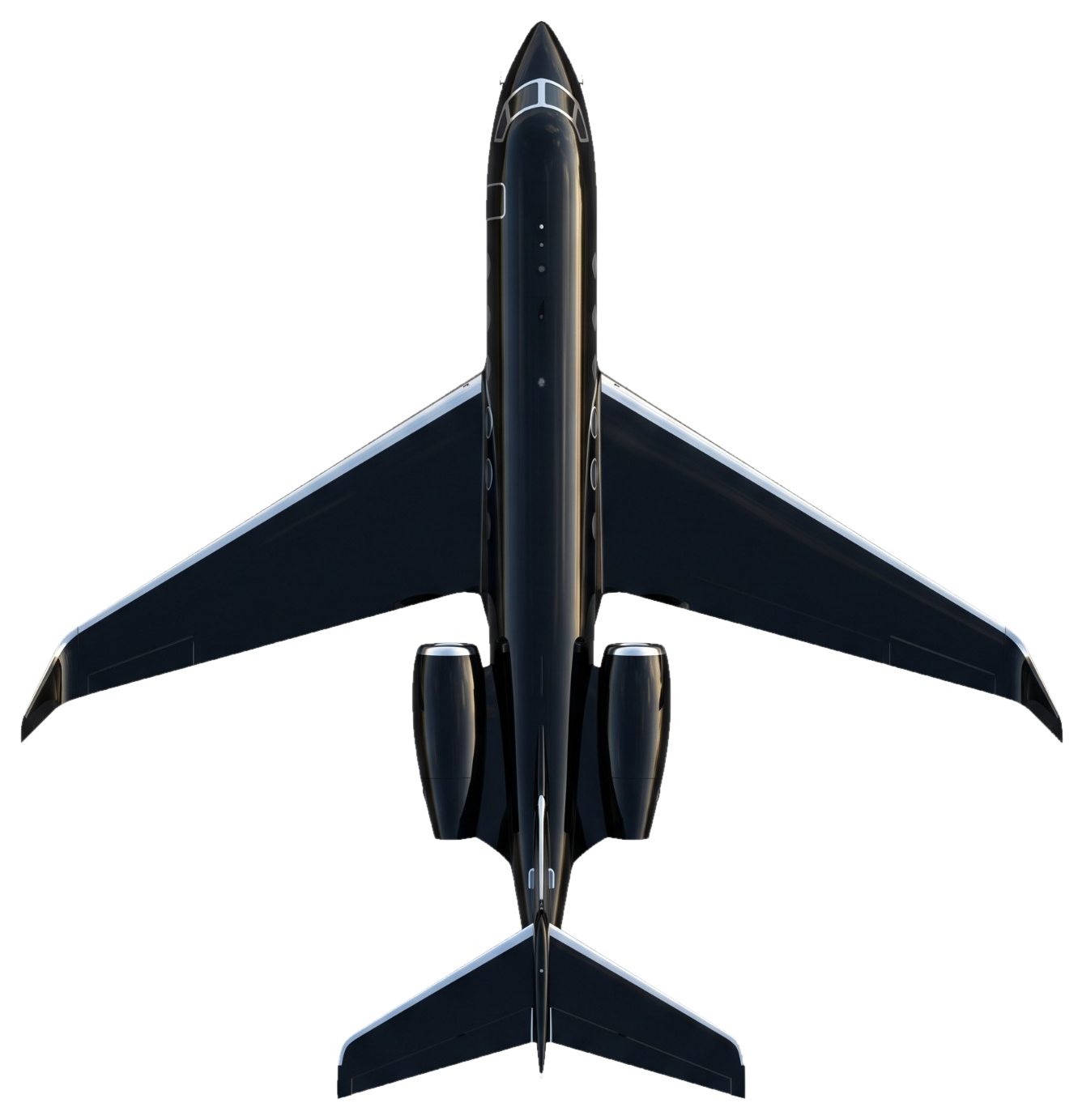 Top-down view of the ARCHER black private jet